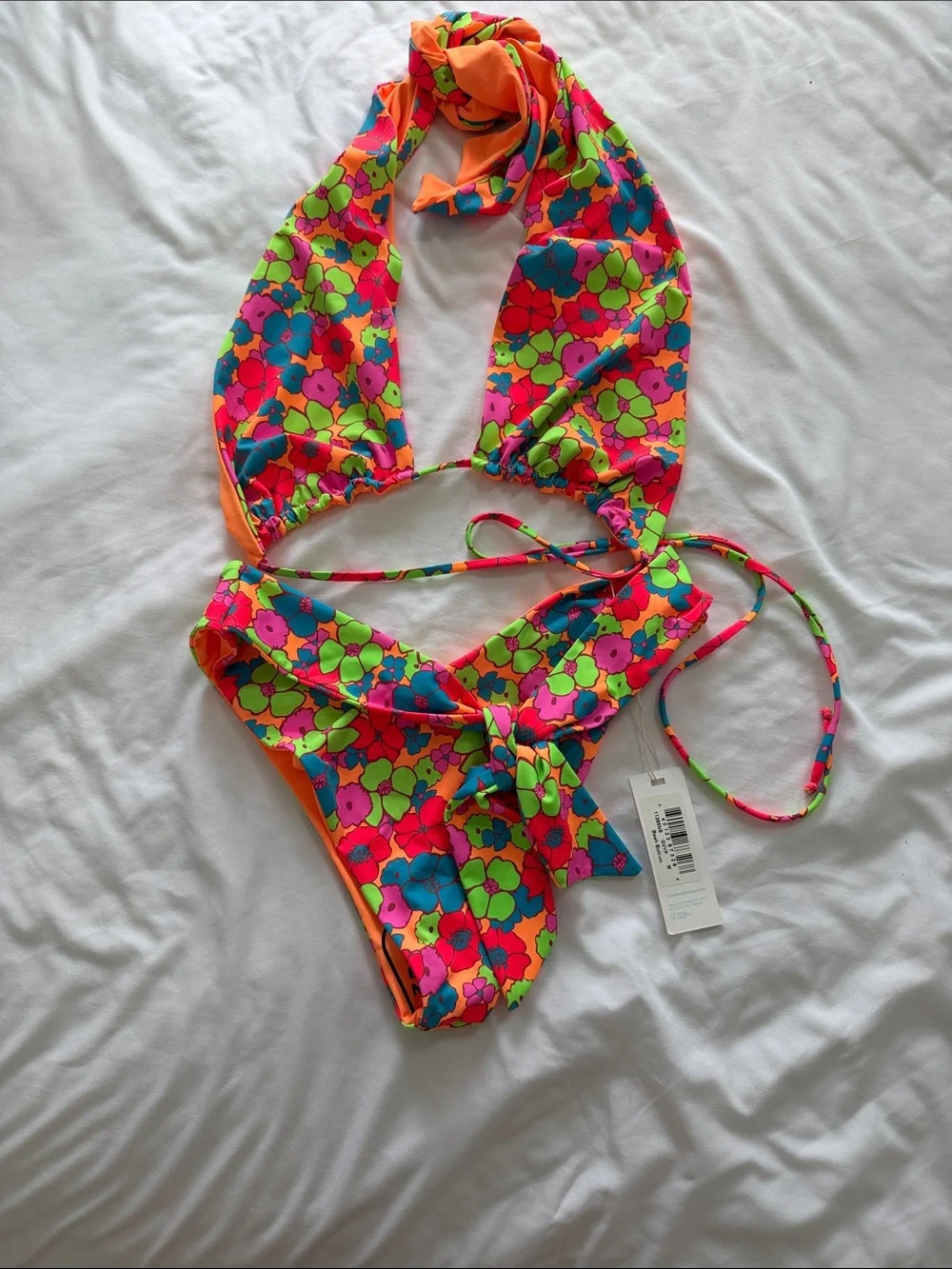 FRANKIE’S BIKINIS Floral Halter Bikini Swimsuit - Bright Multicolor